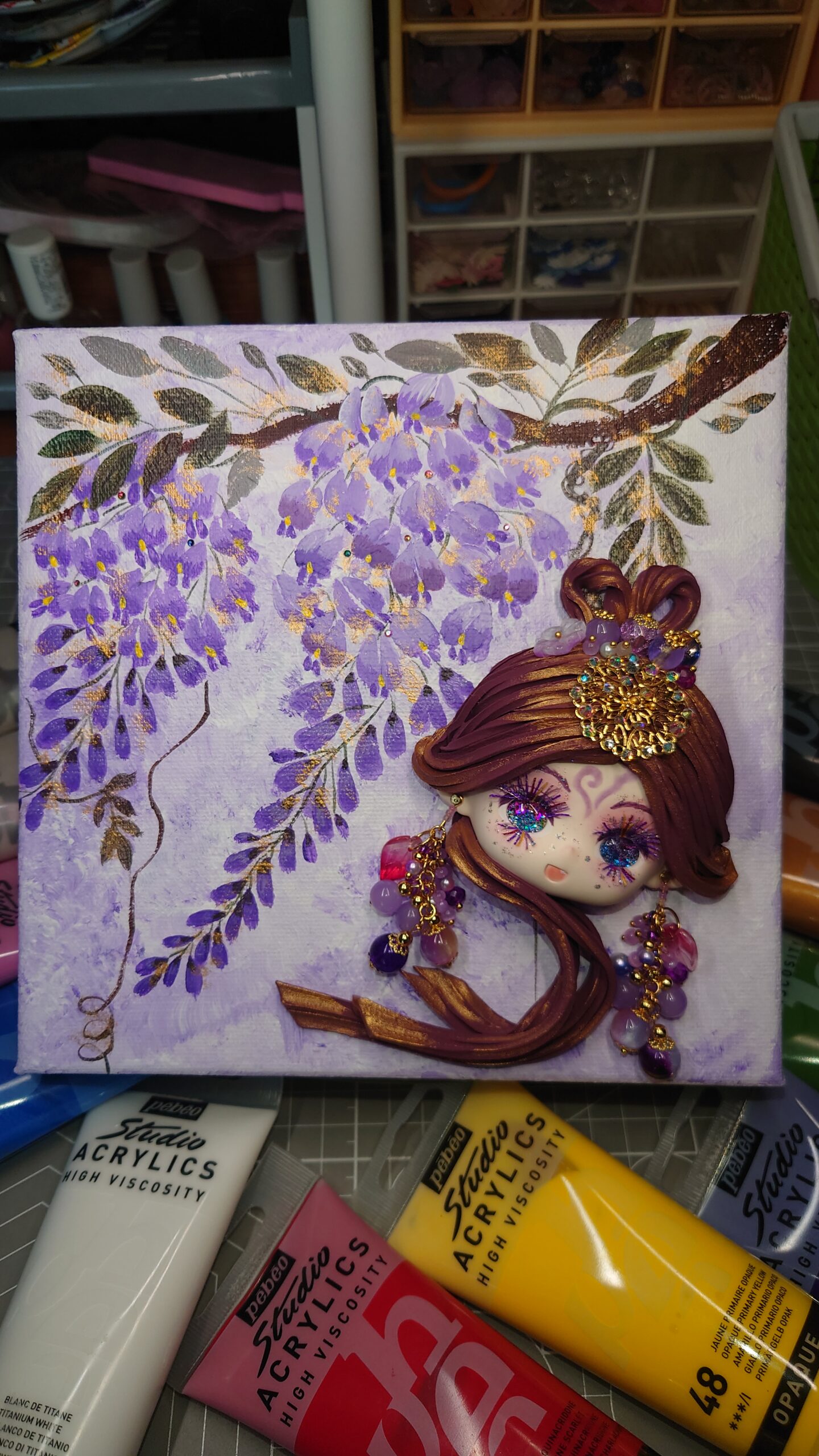 Violet Mists from the East - Textured Acrylic Painting