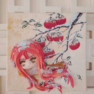 Wishing You Persimmon Luck - Textured Acrylic Painting